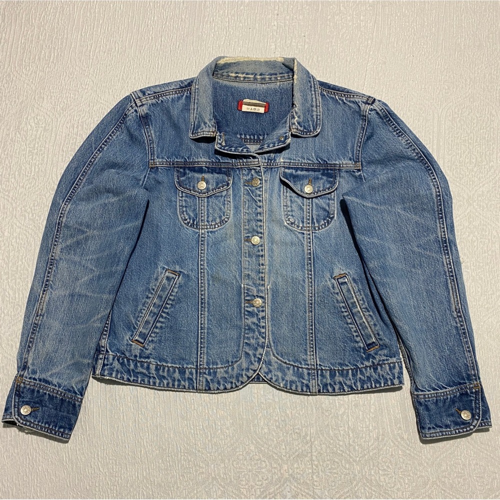 Vintage Y2K Zena Jeans Denim Distressed Ripped Trucker Jacket Women's Size XL